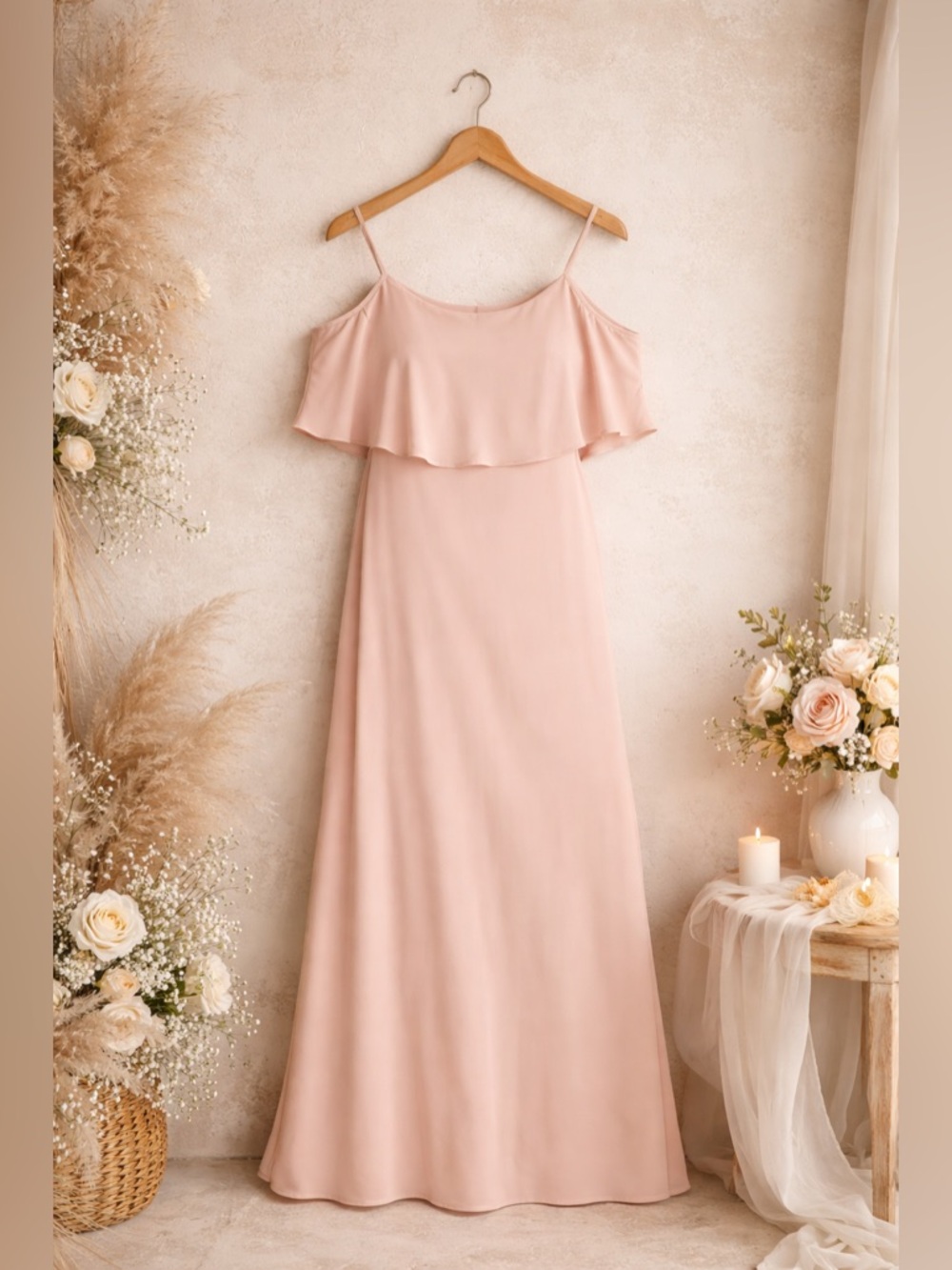Show Me Your Mumu Caitlin Maxi Dress Blush Ruffle NWT